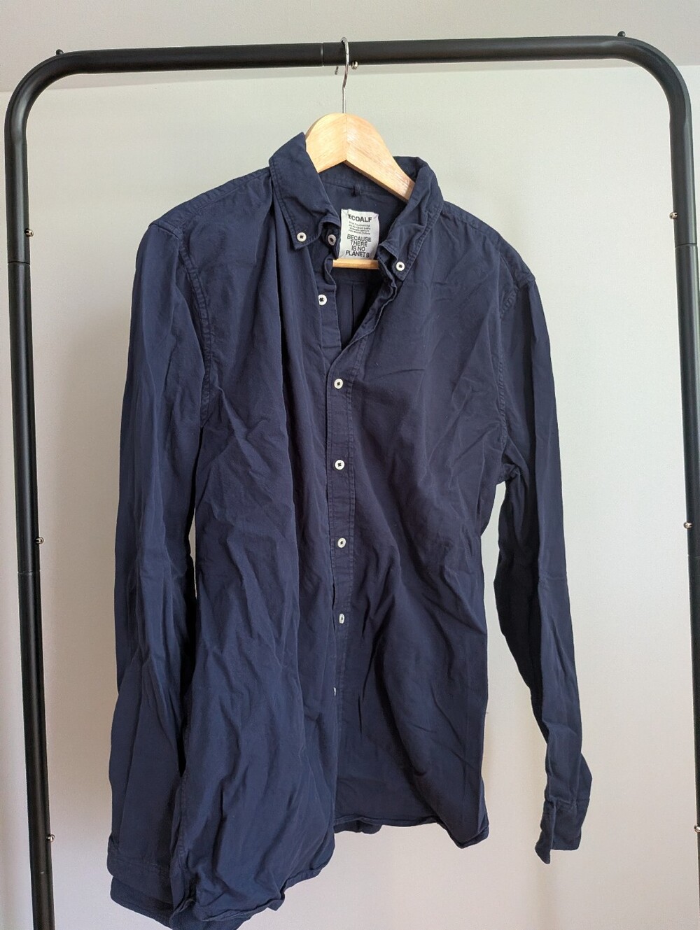 Ecoalf Casual Button-Down Shirt - Navy Blue